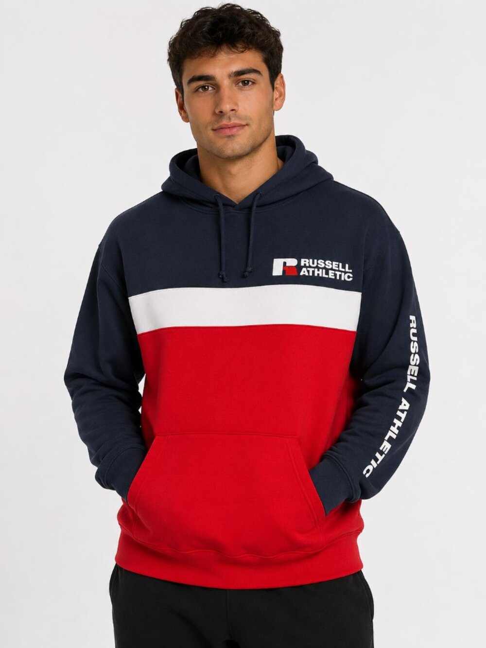 Russell Athletic Colorblock Fleece Hoodie Pullover Men’s Large